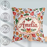 Custom Name Christmas Santa Gifts Candy Snowman Seamless Pattern Square Filled Cushion Throw Pillow Sofa Bed Home Decor Zip Washable UK Made