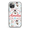 Cute Snowman Winter Scarf Hat Snowflakes Seamless Custom Name Protective Phone Case Mobile Cover Durable Everyday Smartphone Shock Resistant
