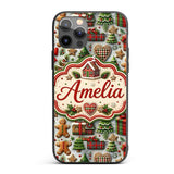 Festive Christmas Gingerbread House Cookies Trees Custom Name Protective Phone Case Mobile Cover Durable Everyday Smartphone Shock Resistant