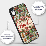 Festive Christmas Gingerbread House Cookies Trees Custom Name Protective Phone Case Mobile Cover Durable Everyday Smartphone Shock Resistant