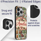Festive Christmas Gingerbread House Cookies Trees Custom Name Protective Phone Case Mobile Cover Durable Everyday Smartphone Shock Resistant
