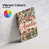 Personalised Name Festive Christmas Gingerbread House Cookies Premium Decorative Design Canvas Wall Art Print Decor Picture Ready to Hang