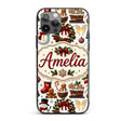 Cute Christmas Wreath Snowman Gingerbread Cookies Custom Name Protective Phone Case Mobile Cover Durable Everyday Smartphone Shock Resistant