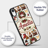 Cute Christmas Wreath Snowman Gingerbread Cookies Custom Name Protective Phone Case Mobile Cover Durable Everyday Smartphone Shock Resistant