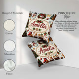 Custom Name Cute Christmas Wreath Snowman Cookies Tree Seamless Square Filled Cushion Throw Pillow Sofa Bed Home Decor Zip Washable UK Made