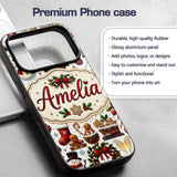 Cute Christmas Wreath Snowman Gingerbread Cookies Custom Name Protective Phone Case Mobile Cover Durable Everyday Smartphone Shock Resistant