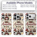 Cute Christmas Wreath Snowman Gingerbread Cookies Custom Name Protective Phone Case Mobile Cover Durable Everyday Smartphone Shock Resistant