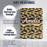Personalised Name Burger Geometric Seamless Pattern Fast Food Snack Custom Canvas Wall Art Print Decor Picture Ready to Hang