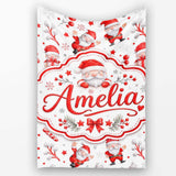 Cute Santa Claus Gift Stars Snowflakes Seamless Pattern Lovely  Personalised Custom Name Super Soft Fleece Blanket Bed Sofa Throw