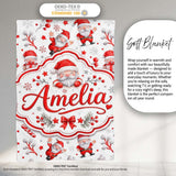 Cute Santa Claus Gift Stars Snowflakes Seamless Pattern Lovely  Personalised Custom Name Super Soft Fleece Blanket Bed Sofa Throw