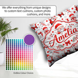 Custom Name Cute Santa Claus Stars Snowflakes Seamless Pattern Square Filled Cushion Throw Pillow Sofa Bed Home Decor Zip Washable UK Made