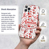 Cute Santa Claus Gift Stars Snowflakes Seamless Custom Name Protective Phone Case Mobile Cover Durable Everyday Smartphone Shock Resistant