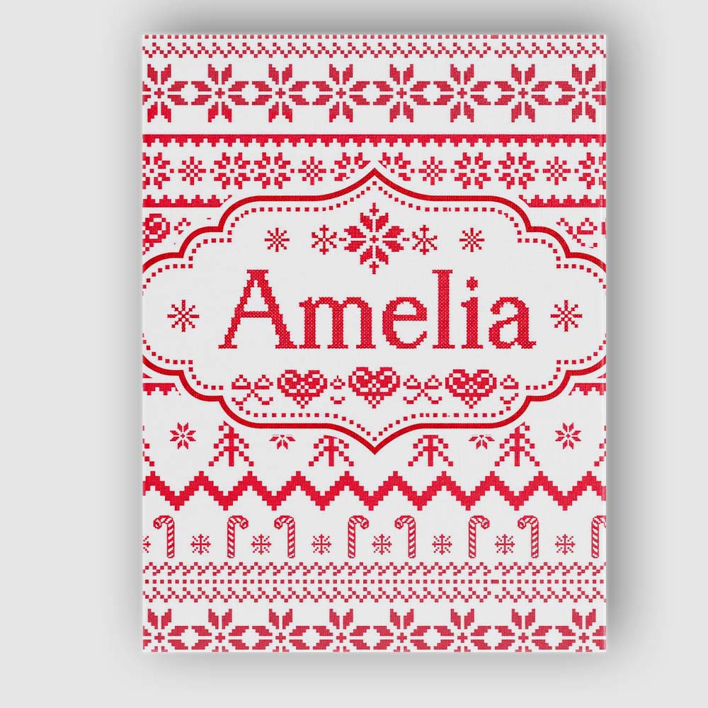 Personalised Name Scandinavian Red Nordic Custom  Unique Gift Idea Elegant Feature Canvas Wall Art Print Decor Picture Ready to Hang