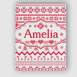 Personalised Name Scandinavian Red Nordic Custom  Unique Gift Idea Elegant Feature Canvas Wall Art Print Decor Picture Ready to Hang