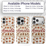 Cute Gingerbread Cookies Stars Hearts Snowflakes Custom Name Protective Phone Case Mobile Cover Durable Everyday Smartphone Shock Resistant