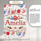 Christmas Hanging Baubles Garland Stars Seamless Pattern Lovely  Personalised Custom Name Super Soft Fleece Blanket Bed Sofa Throw