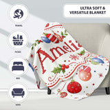 Christmas Hanging Baubles Garland Stars Seamless Pattern Lovely  Personalised Custom Name Super Soft Fleece Blanket Bed Sofa Throw