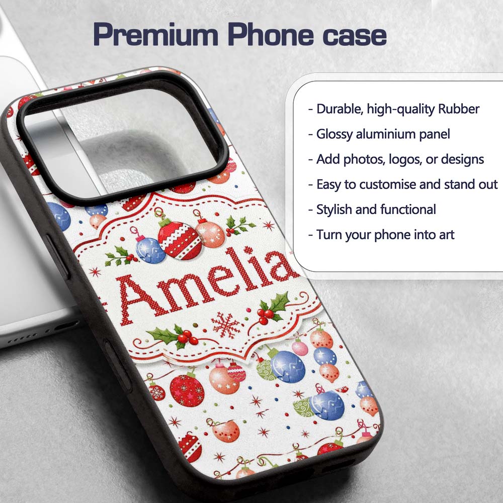 Christmas Hanging Baubles Garland Stars Seamless Custom Name Protective Phone Case Mobile Cover Durable Everyday Smartphone Shock Resistant