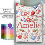 Christmas Hanging Baubles Garland Stars Seamless Pattern Lovely  Personalised Custom Name Super Soft Fleece Blanket Bed Sofa Throw