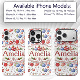 Christmas Hanging Baubles Garland Stars Seamless Custom Name Protective Phone Case Mobile Cover Durable Everyday Smartphone Shock Resistant
