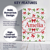 Personalised Name Christmas Holly Leaves Custom  Unique Gift Idea Elegant Feature Canvas Wall Art Print Decor Picture Ready to Hang