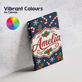 Personalised Name Christmas Candy Cane Custom  Modern Room Accent Elegant Feature Canvas Wall Art Print Decor Picture Ready to Hang