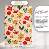 Cute Gingerbread Cookies Envelope Cocoa Seamless Pattern Lovely  Personalised Custom Name Super Soft Fleece Blanket Bed Sofa Throw