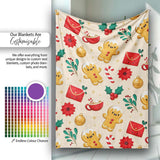 Cute Gingerbread Cookies Envelope Cocoa Seamless Pattern Lovely  Personalised Custom Name Super Soft Fleece Blanket Bed Sofa Throw