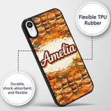 Vintage Grunge Cheeseburger Seamless Pattern Fast Custom Name Protective Phone Case Mobile Cover Durable Everyday Smartphone Shock Resistant