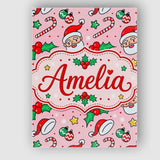 Personalised Name Cute Santa Face Hats Custom  Modern Room Accent Elegant Feature Canvas Wall Art Print Decor Picture Ready to Hang