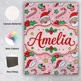 Personalised Name Cute Santa Face Hats Custom  Modern Room Accent Elegant Feature Canvas Wall Art Print Decor Picture Ready to Hang