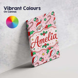 Personalised Name Cute Santa Face Hats Custom  Modern Room Accent Elegant Feature Canvas Wall Art Print Decor Picture Ready to Hang