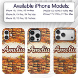 Vintage Grunge Cheeseburger Seamless Pattern Fast Custom Name Protective Phone Case Mobile Cover Durable Everyday Smartphone Shock Resistant