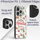 Watercolor Christmas Village Trees Cars Snow Custom Name Protective Phone Case Mobile Cover Durable Everyday Smartphone Shock Resistant