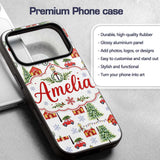 Watercolor Christmas Village Trees Cars Snow Custom Name Protective Phone Case Mobile Cover Durable Everyday Smartphone Shock Resistant