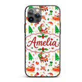 Cute Santa Sleigh Reindeer Socks Gifts Seamless Custom Name Protective Phone Case Mobile Cover Durable Everyday Smartphone Shock Resistant