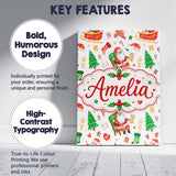 Personalised Name Cute Santa Sleigh Reindeer Custom Bespoke  Contemporary Display Canvas Wall Art Print Decor Picture Ready to Hang
