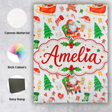 Personalised Name Cute Santa Sleigh Reindeer Custom Bespoke  Contemporary Display Canvas Wall Art Print Decor Picture Ready to Hang