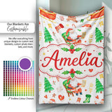 Cute Santa Sleigh Reindeer Socks Gifts Seamless Pattern Lovely  Personalised Custom Name Super Soft Fleece Blanket Bed Sofa Throw
