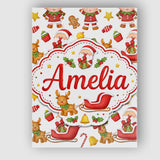 Personalised Name Cute Santa Reindeer Elf Custom  Unique Gift Idea Elegant Feature Canvas Wall Art Print Decor Picture Ready to Hang