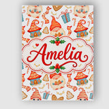 Personalised Name Cute Christmas Gnome Custom  Modern Room Accent Elegant Feature Canvas Wall Art Print Decor Picture Ready to Hang