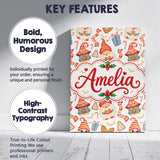 Personalised Name Cute Christmas Gnome Custom  Modern Room Accent Elegant Feature Canvas Wall Art Print Decor Picture Ready to Hang
