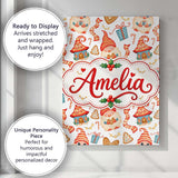 Personalised Name Cute Christmas Gnome Custom  Modern Room Accent Elegant Feature Canvas Wall Art Print Decor Picture Ready to Hang