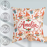 Custom Name Christmas Gnome House Candy Cane Seamless Pattern Square Filled Cushion Throw Pillow Sofa Bed Home Decor Zip Washable UK Made
