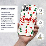 Red Green Polka Dot Gold Splash Seamless Pattern Custom Name Protective Phone Case Mobile Cover Durable Everyday Smartphone Shock Resistant