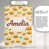 Cute Mini Burger Seamless Pattern Mint Green Background Fast Food  Personalised Custom Name Super Soft Fleece Blanket Bed Sofa Throw