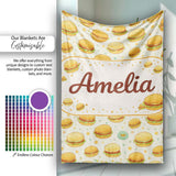Cute Mini Burger Seamless Pattern Mint Green Background Fast Food  Personalised Custom Name Super Soft Fleece Blanket Bed Sofa Throw
