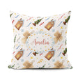 Custom Name Rustic Christmas Angel House Stars Seamless Pattern Square Filled Cushion Throw Pillow Sofa Bed Home Decor Zip Washable UK Made