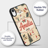 Classic Winter Village Ice Skating Christmas Custom Name Protective Phone Case Mobile Cover Durable Everyday Smartphone Shock Resistant