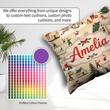 Custom Name Classic Village Ice Skating Christmas Scene Seamless Square Filled Cushion Throw Pillow Sofa Bed Home Decor Zip Washable UK Made